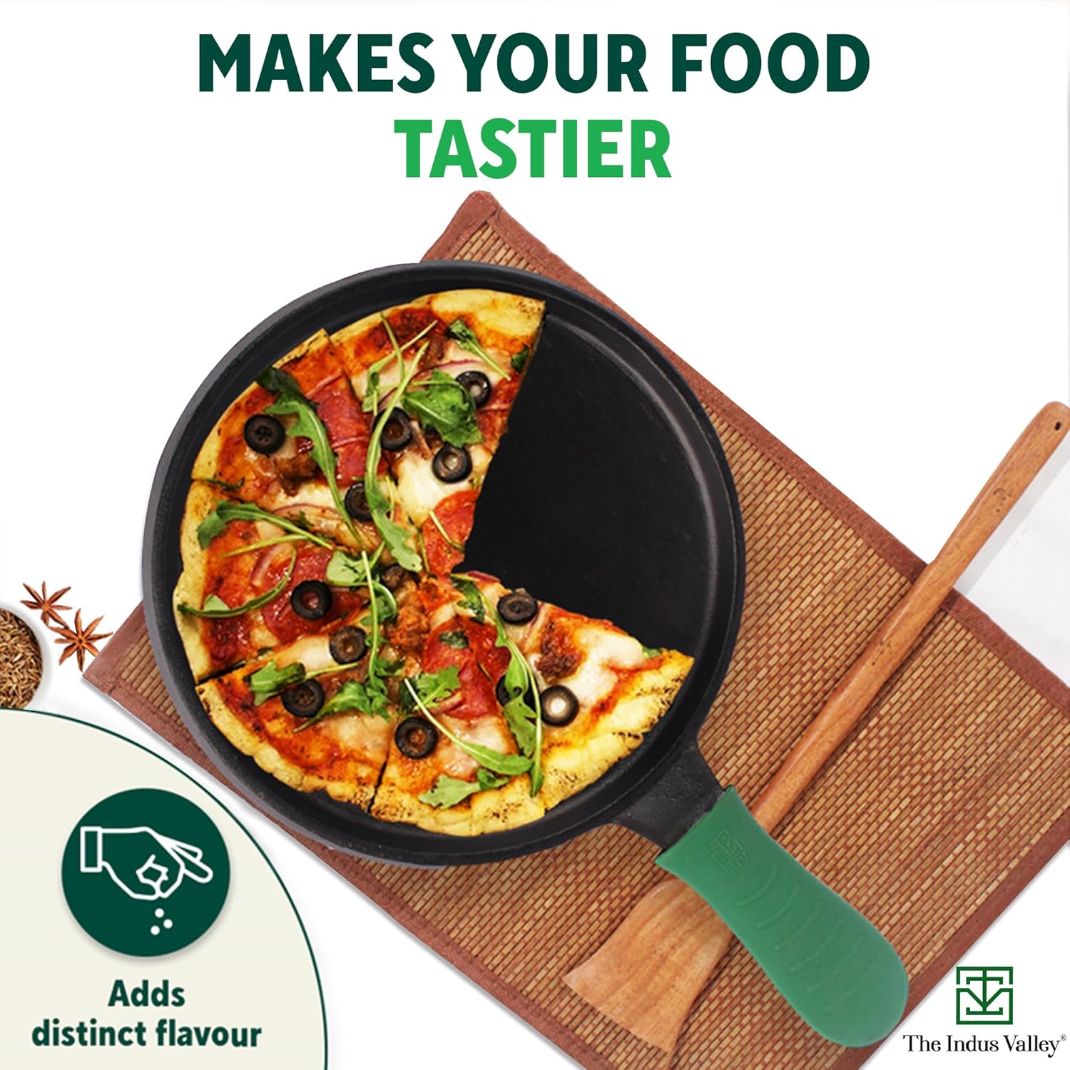 Pre-Seasoned Black Cast Iron Tawa For Dosa, Chapathi With Silicone Grip - 25.5cm, 10 Inch, 2.1 Kg | Induction Friendly, Naturally Nonstick, 100% Pure & Toxin-Free, No Chemical Coating Pre-Seasoned Black Cast Iron Tawa For Dosa, Chapathi With Silicone Grip - 25.5cm, 10 Inch, 2.1 Kg | Induction Friendly, Naturally Nonstick, 100% Pure & Toxin-Free, No Chemical Coating