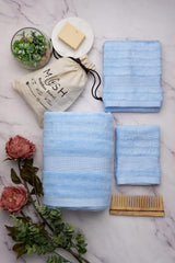 Mush Bamboo Luxurious Bath + Hand & Face Towel 900 Gsm | Ultra Soft, Absorbent & Antimicrobial Towel (Sky Blue) -3 Piece