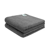 Softspun Microfiber Cleaning Cloths Towel Set 340 Gsm | Highly Absorbent Lint And Streak Free Multi-Purpose Wash Cloth For Kitchen, Car, Stainless (2 Pcs)- Grey