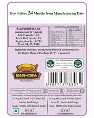 San-Cha Lavender White Tea - 25gm, 0.8 Ounce, 25 Silky Tea Bags | Calming & Relaxing Tea, Relieves Stress - Low Caffeine, Richest In Antioxidants