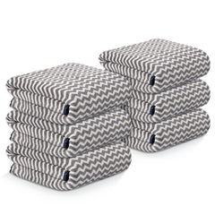 Kuber Industries Microfiber Bath Towel 2100 Gsm | Large Size Soft Quick Dry & Absorbent Shower Bath Towel (Zig Zag- Grey)- Pack Of 6
