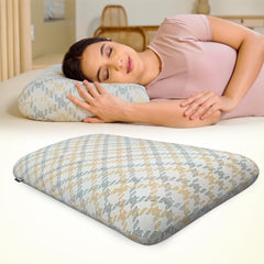 Ventilated Cooling Gel Memory Foam Pillow, Orthopedic Pillow - 26x16x4 Inch | Thin Size, For Sleeping & Neck Pain Relief With Premium Removable Zipper Cover | Long-Lasting - Pack Of 1