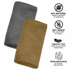 Housse Microfiber Hand Towel 1200 Gsm | Premium Quality Towels Ultra Absorbent & Anti-Bacterial For Gym (Avocado Green & Atmosphere) - Pack Of 6