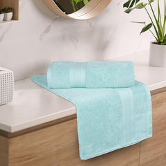 Trident Soft Comfort Air Rich 100% Cotton Bath Towels 500 Gsm Large Size Bathroom Towels For Men/Women Bath Towel Set Of 2 (Nile Blue)