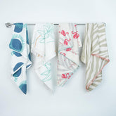 Thirsty Towel Bamboo Bath Towels 960 Gsm | Quick Dry Lightweight Bath Towels Large Size | Pack Of 4 (Tropical Flamingo + Sunlight Bloom + Taupe Tiger & Circles)