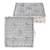 Cotton Chair Cushions Pillow For Sitting, For Back Rest, Check Print - Light Grey | Chair Pad For Office Work & Posture Support | Lightweight & Portable, Durable & Long Lasting - Pack Of 2