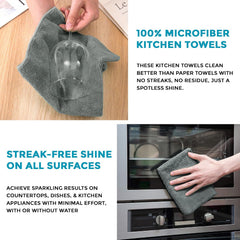 Story@Home Microfiber Cleaning Cloths 360 Gsm | Highly Absorbent, Lint & Streak Free, Multi -Purpose Wash Cloth (Grey)- Set Of 4