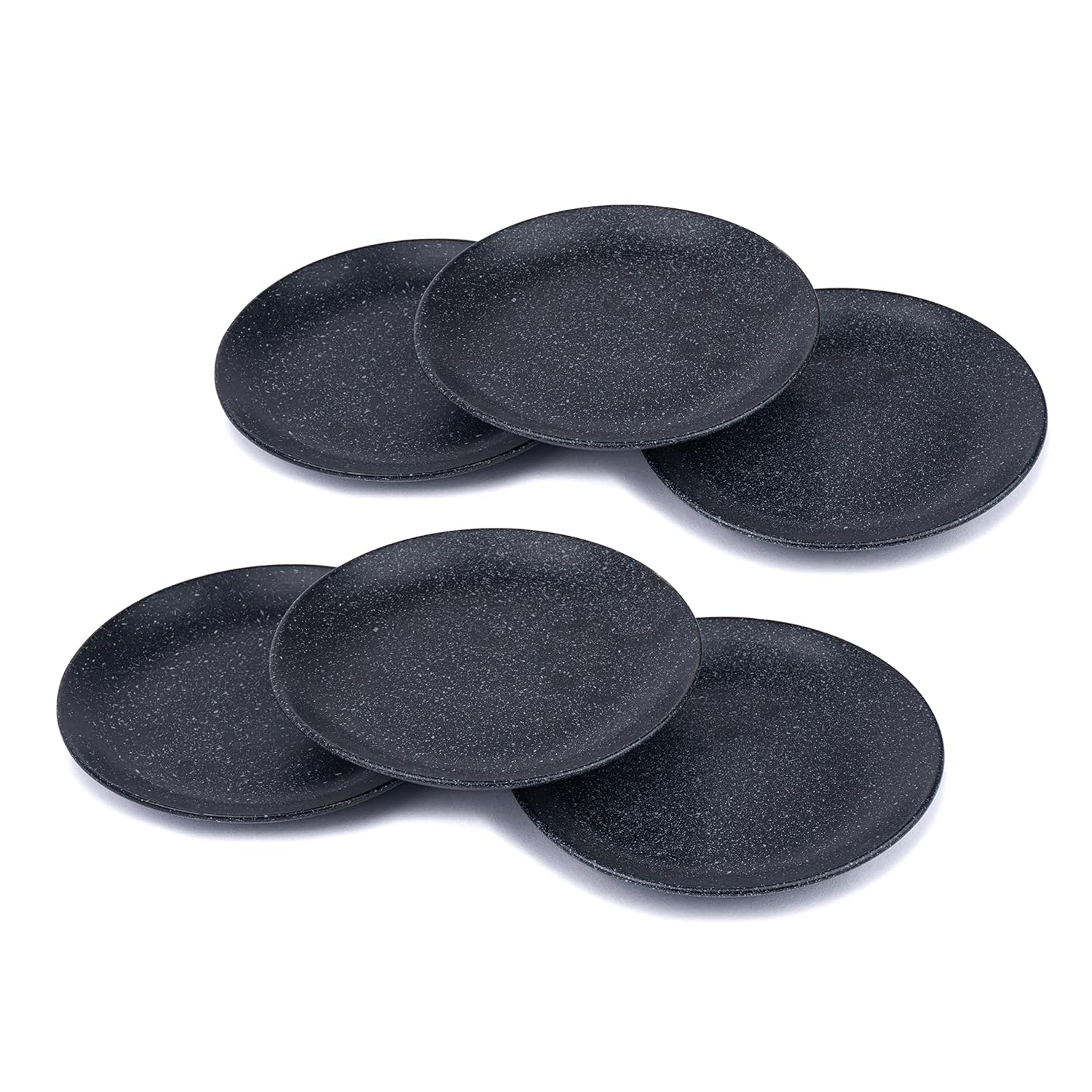 Ceramic Quarter Plates Set Of 6, Black Speckle | Premium Stoneware Snacks Plates Set - Dessert Plates | Small Plates With Matte Finish - Microwave Safe & Chip Resistant Ceramic Quarter Plates Set Of 6, Black Speckle | Premium Stoneware Snacks Plates Set - Dessert Plates | Small Plates With Matte Finish - Microwave Safe & Chip Resistant