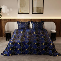 Premium Bedding Set King Size Bedsheet With 2 Pillow Covers | 90 X 108 Inches, Black & Blue | Ultimate Comfort, Breathable - Wedding Gift For Couples