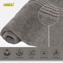 Liberty Towels Medium Size Bath Towel 450 Gsm | Soft, Quick Dry, Super Absorbent Turkish Towel For Bathroom, Gym & Travel (Tango Grey)