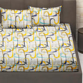 Luxurious Queen Size Bedsheet For Double Bed With 2 Pillow Cover - 90 X 90 Inches, White & Yellow | Perfect For Daily Use, Guest Rooms | Gift For Housewarmings, Weddings