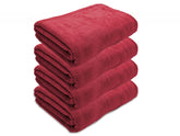 Black Gold The Finer Touch Oversized Microfiber Bath Towel 2600 Gsm | Soft Quick-Dry Microfiber Towel For Men & Women (Red)- Pack Of 4