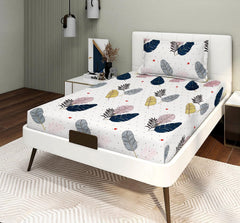Glace Cotton Super Soft Bedsheets Single Bed Size (60 X 90 Inch) With 1 Pillow Cover | All Around Elastic Fitted Bedsheets, White