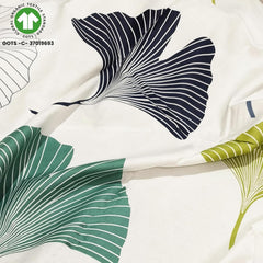 Premium Cotton Fitted Bedsheet King Size - 78 X 72 Inches With 2 Pillow Covers, White & Green | Super Soft, Breathable & Wrinkle Free