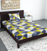 Bedsheet For Single Size Bed With 1 Pillow Cover - 57 X 87 Inches, Grey & Yellow | Gifts For Wedding Or Anniversary, Surprise, Soft, Breathable, & Comfortable Bedsheet