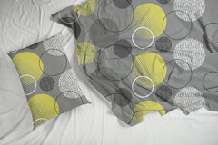 1 Double Bedsheet With 2 Pillow Covers - 88 X 90 Inches, Yellow & Grey | Queen Size Double Bedsheet Cotton | Ideal For Everyday Use