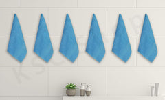 Ksc Shop Royal Cotton Hand Towel 750 Gsm - Set Of 6 (Sky Blue)