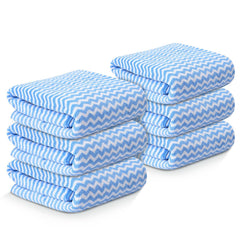 Kuber Industries Microfiber Bath Towel 2100 Gsm | Large Size Soft Quick Dry & Absorbent Shower Bath Towel (Zig Zag - Blue)- Pack Of 6