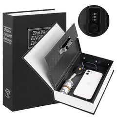 Label Book Locker Dictionary Stainless Steel Hidden Safe Jewellery Box, Cash Locker For Home & Office (18 X 12 X 5.5 Cm) Colour - Black, Lock Type - Combination