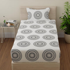 Flat 1 Single Size Bedsheet With 1 Pillow Covers - Size 55 X 88 Inches, White & Black | Luxury Soft Sheet, Lightweight & Breathable Bedsheet