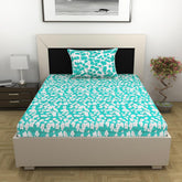 Bedsheet For Single Size Bed With 1 Pillow Cover - 57 X 87 Inches, Teal & White | Gifts For Wedding Or Anniversary, Surprise, Soft, Breathable, & Comfortable Bedsheet