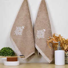 Rangoli 100% Bamboo 2 Bath & 2 Hand Towels 850 Gsm | Large Size Ultra Soft, Quick-Absorbent & Eco-Friendly Towels - Beige