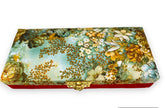 Vintage Fabric Rectangular Shaped Wooden Decorative Floral Design Cash Gaddi Shagun Gifting Box Envelope Money, Wedding Jewellery Gift Box, Colour - Green