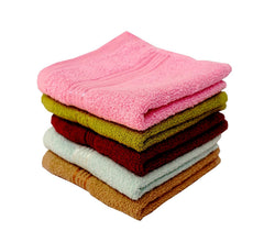 Space Fly 100% Cotton Silverline Very Soft Fresh Loom Face Towel 750 Gsm (Multi Color) - 5 Pcs