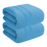 House Of Terry 100% Cotton Bath Towel 900 Gsm | Quick Dry, Fade-Resistant, Soft, Lightweight & Absorbent For Men & Women Large Size Towel (Blue) - 2 Pcs