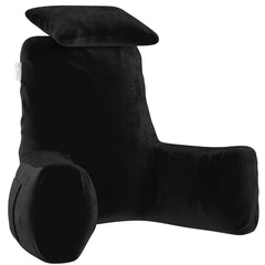 Backrest Pillow For Bed With Detachable Neck Rest & Support Arms - Black | Soft Reading Pillow, Back Support Wedge Pillow For Working, Seating & Relaxing In Bed, Adjustable Pillow