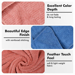Urbanleaf Microfiber Large Bath Towel 1kg | Quick Dry Super Absorbent Bath Towel For Men & Women | Pack Of 2 (Blue & Coral)