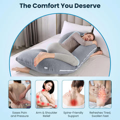 C Shape Full Body Pillow, Pregnancy Pillows For Sleeping, Dark Grey Color | Maternity Pillows For Back, Hips, Legs, Belly | For Pregnant Women With Removable, Washable Grey Velvet Cover