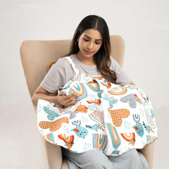 Nursing Pillow With Cape For Breastfeeding & Baby Care, Feeding Pillow, Mix Color | Feeding Pillow With 100% Cotton Removable Cover | Super Soft & Machine Washable, Comfortable Pillow
