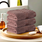 Kuber Industries Medium Size Cotton Hand/Face Towel 600 Gsm (Brown) - Pack Of 3