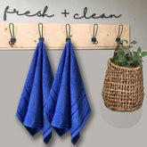 Sassoon Melrose 100% Cotton Hand Towel 400 Gsm | Highly Absorbent, Soft Material Perfect For Daily Use (Blue) -2 Piece