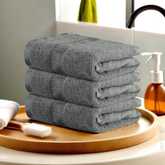 Kuber Industries Cotton Face Towel 600 Gsm | Workout Gym Napkins Hand Towel For Men & Woman Quick-Drying Napkins -Grey (Pack Of 3)