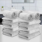 Heelium Bamboo Hand Towel 2400 Gsm | Ultra Absorbent & Anti-Bacterial | 3x Softer Than Cotton Towels (Light Grey) - Pack Of 12