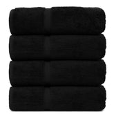 Bare Cotton Luxury 100% Turkish Cotton Towel 700 Gsm | Hotel & Spa Quality Collection Highly Absorbent, Quick Dry Eco Friendly For Bathroom Dobby Border Soft Towel Set Of 4 (Black)