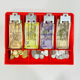 Abs Plastic Cash Drawer, 4 Cash & 3 Coin Organizer For Supermarket | Metal Clip, 7 Slot, 32.2 X 3.5 X 24.5 Cm, Colour - Red, Special Feature - Portable