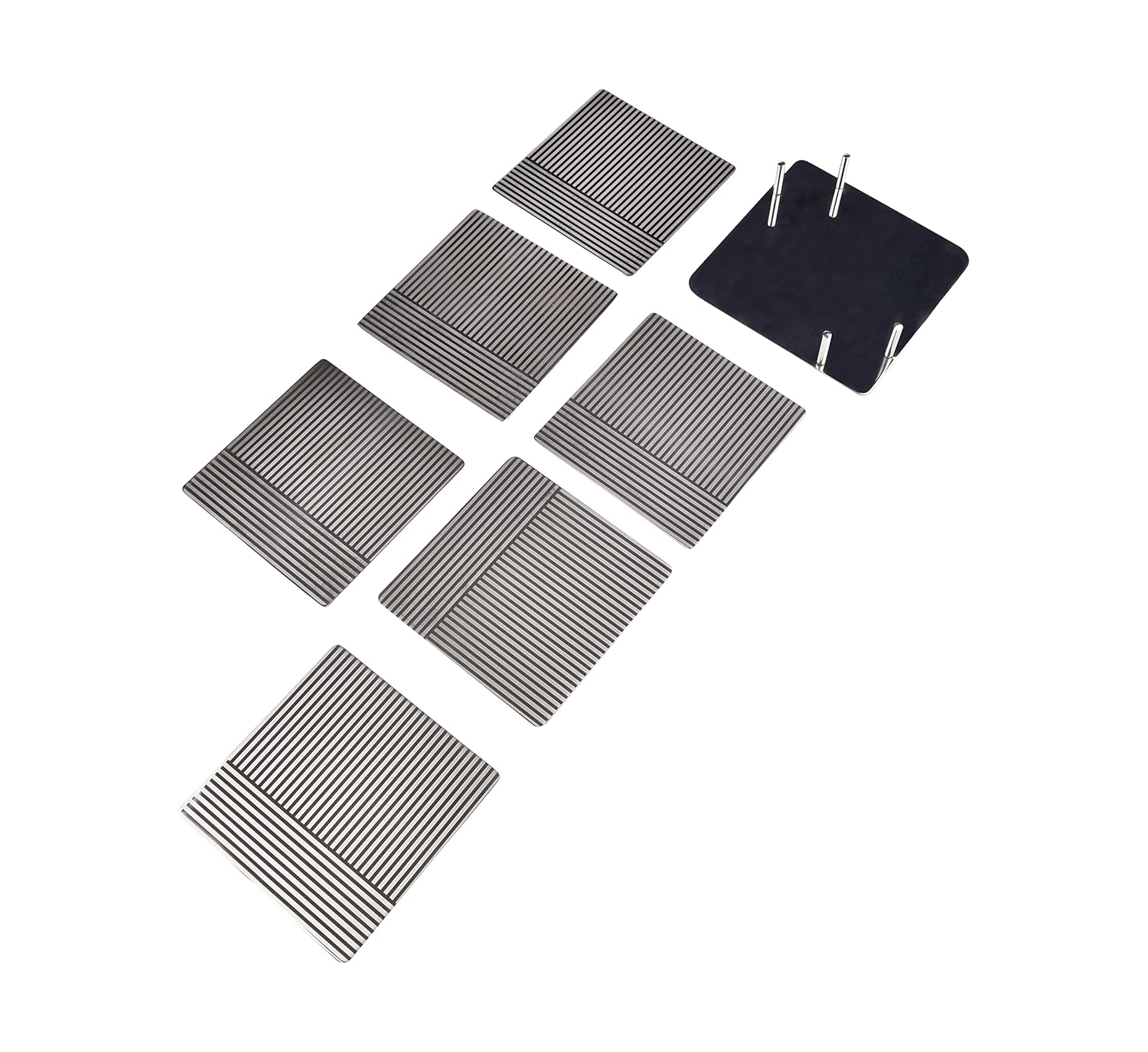 Stainless Steel Designer Square Coaster Pack Of 6, Chrome | Corporate Gifting For Diwali - Drink Glass Holder For Home, Counters Kitchen | Geometric Patterns - Serve Ware, Dinnerware & Tableware Stainless Steel Designer Square Coaster Pack Of 6, Chrome | Corporate Gifting For Diwali - Drink Glass Holder For Home, Counters Kitchen | Geometric Patterns - Serve Ware, Dinnerware & Tableware