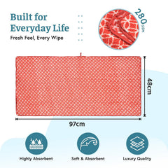 Heart Home Microfiber Soft Face Towels 900 Gsm | Quick Dry & Absorbent Hanging Hand Towels Circle - Red (Pack Of 4)