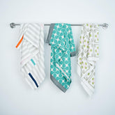 Thirsty Towel Bamboo Bath Towels 720 Gsm | Quick Dry Lightweight High Absorbent Bath Towel Large Size | Pack Of 3 (Piano Pop + Floral Tiles & Turquoise Tile)