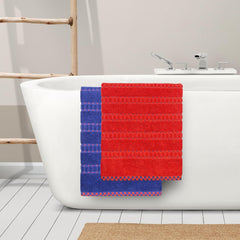 Mytrident 100% Cotton Bath Towel 1200 Gsm (Red & Blue) - 2 Piece