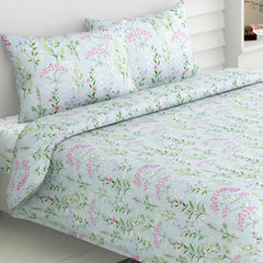 Flat Bedsheet Queen Size Bed With 2 Pillow Covers - 100 X 90 Inches, Sky Blue | Soft, Breathable & Durable | Skin-Friendly & Durable