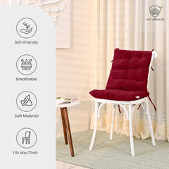 Square Chair Pads Cushion, For Comfortable Sitting, Maroon Color - 40 X 40 Cm | Seat Cushions With Ties For Sitting, Pooja, Dining & Office Table | Furniture Cushion, Washable - Pack Of 1