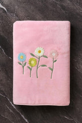 Divyam Floral Embroidered Bath Towel 350 Gsm | Premium Soft Microfiber Quick-Dry, Lightweight & Absorbent Towel With Pastel Daisy Design (Rose-Pink)