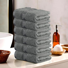 Kuber Industries Cotton Hand & Face Towels 1 Kg | For Men & Women Easily Washable Workout Gym Napkins For Men | Pocket Towel - Grey (Pack Of 6)