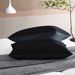 Premium Microfiber Soft Pillow For Sleeping, Black & Grey, Standard Size - 16 X 24 Inches | Comfy Hotel Comfort Pillow, Vacuum Packed | Bed Pillow, Hypoallergenic, Lightweight - Set Of 2