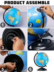 Globe Educational 13 Inch Height Metal Base World Globe For Office Decor, Gifting, Show Piece, Educational Globe For Kids & Students Learning, Pack Of 1