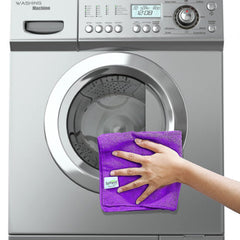 Softspun Microfiber Cleaning Cloths Towel 300 Gsm | Thick Lint & Streak-Free Multipurpose Cloths Automotive Microfibre Towels For Car, Bike Cleaning Polishing Washing Pack Of 5 (Purple)